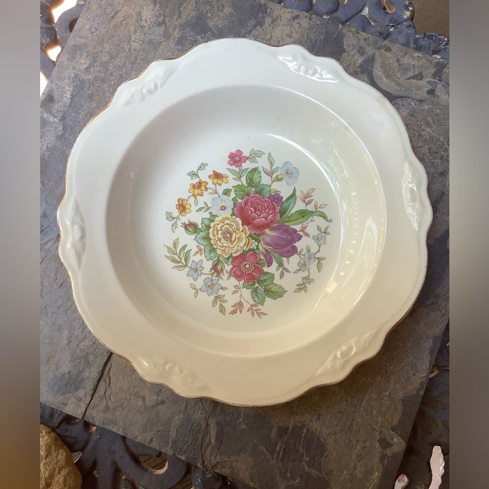 Homer Laughlin Virginia Rose Shallow Bowl Made in USA